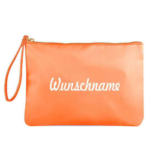 Kosmetiktasche aus Nylon mit Name Bedruckt personalisierte Schminktasche für Handtasche Beautybag Accessoire Tasche orange