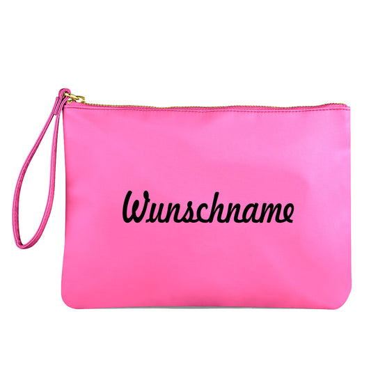 Kosmetiktasche aus Nylon mit Name Bedruckt personalisierte Schminktasche für Handtasche Beautybag Accessoire Tasche pink