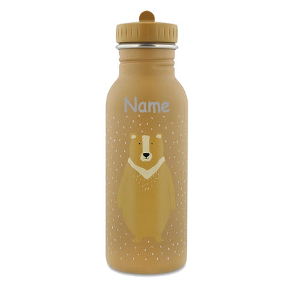 Edelstahl Trinkflasche für Kinder mit Namen graviert von Trixie ultraleicht auslaufsicher Trinkschnabel für Kinder ab 3 Jahren Bär