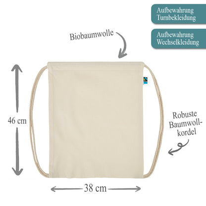 Personalisierter Turnbeutel aus Bio Baumwolle Wäschebeutel für Kinder Stoffbeutel mit Name und Motiv Superheld bedruckt Bär