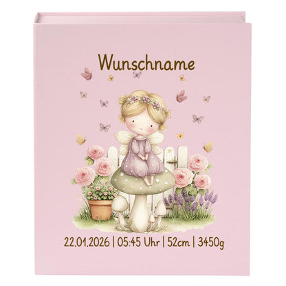Personalisierte Baby Erinnerungsbox, Fee Design, 33x24cm, Geburtsgeschenk mit Name und Geburtsdaten