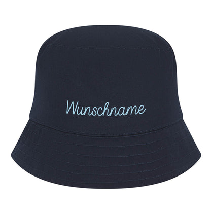 Kinder Sonnenhut aus Baumwolle, Fischerhut personalisierbar, Buckethat navy, 3 Größen verfügbar