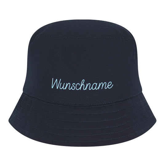 Kinder Sonnenhut aus Baumwolle, Fischerhut personalisierbar, Buckethat navy, 3 Größen verfügbar