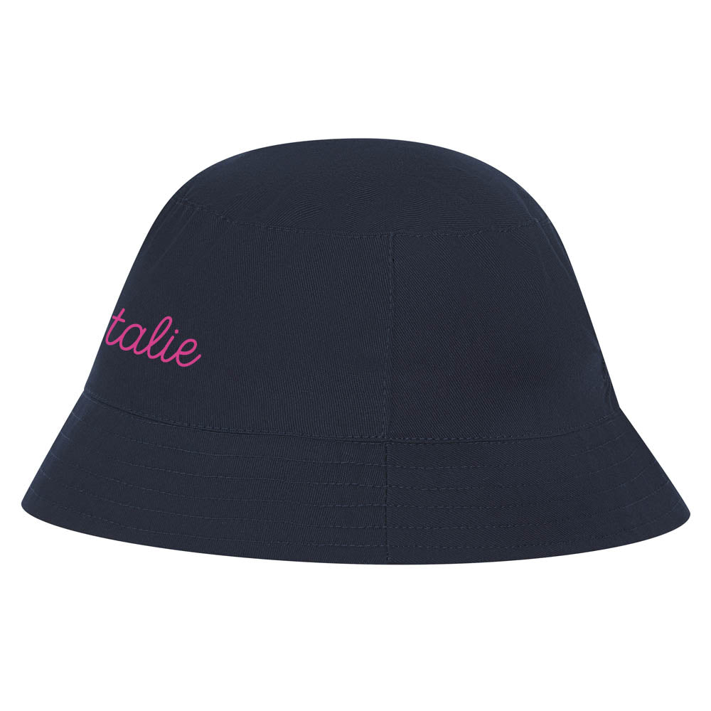 Kinder Sonnenhut aus Baumwolle, Fischerhut personalisierbar, Buckethat navy, 3 Größen verfügbar