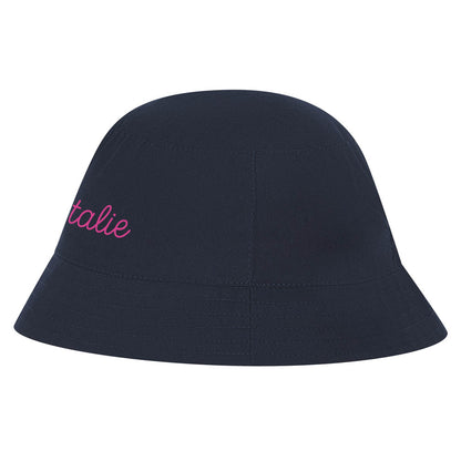 Kinder Sonnenhut aus Baumwolle, Fischerhut personalisierbar, Buckethat navy, 3 Größen verfügbar