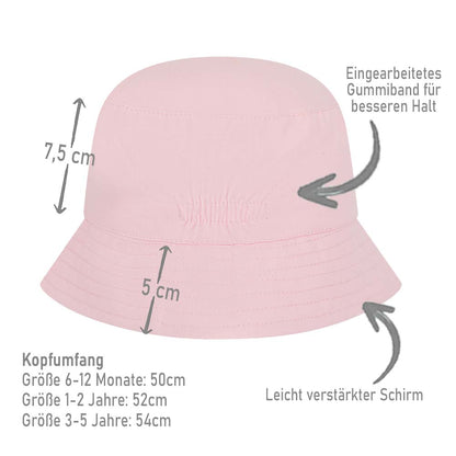 Kinder Sonnenhut aus Baumwolle, Fischerhut personalisierbar, Buckethat weiß, 3 Größen verfügbar (Kopie) (Kopie)