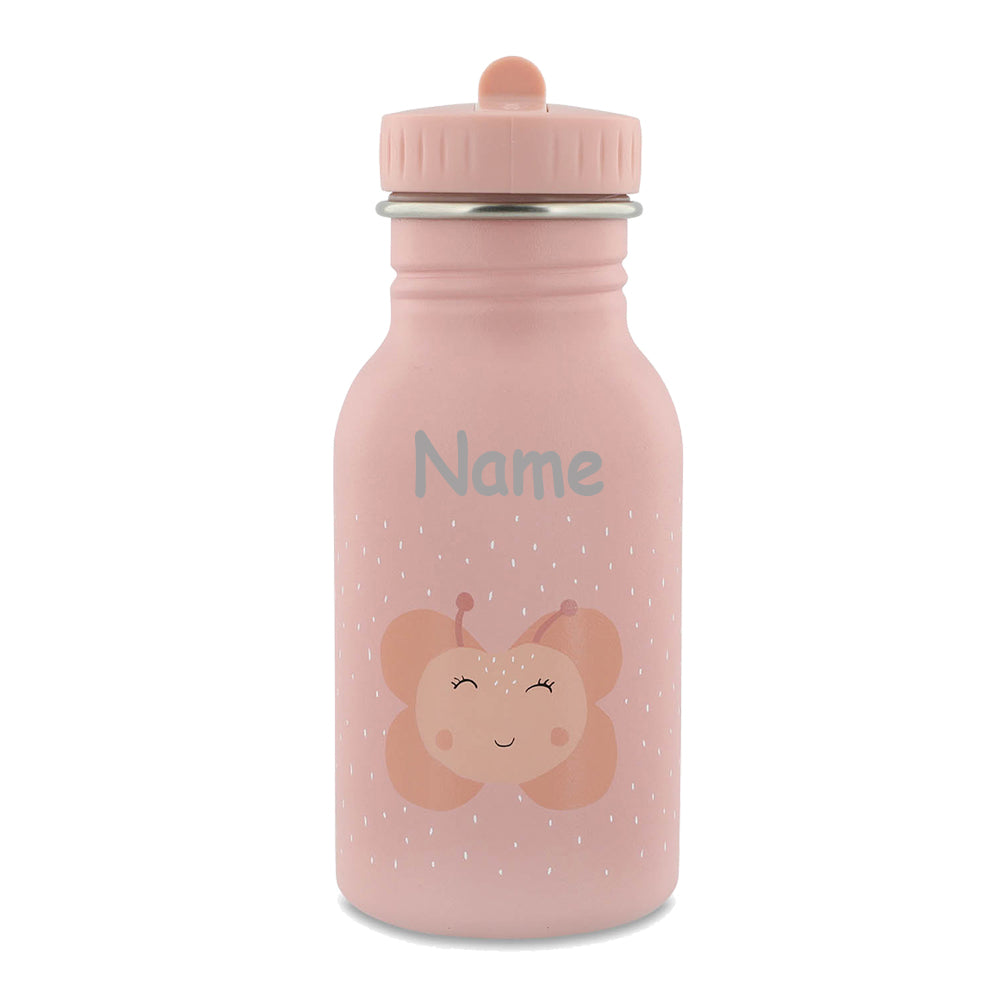 Edelstahl Trinkflasche für Kinder mit Namen graviert von Trixie ultraleicht auslaufsicher Trinkschnabel für Kinder ab 3 Jahren Schmetterling