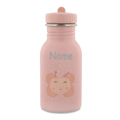 Edelstahl Trinkflasche für Kinder mit Namen graviert von Trixie ultraleicht auslaufsicher Trinkschnabel für Kinder ab 3 Jahren Schmetterling