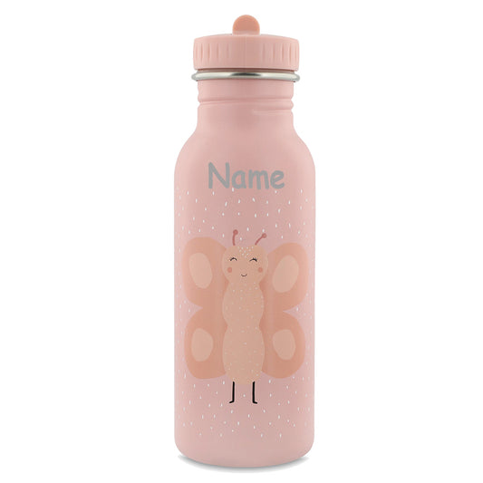 Edelstahl Trinkflasche für Kinder mit Namen graviert von Trixie ultraleicht auslaufsicher Trinkschnabel für Kinder ab 3 Jahren Schmetterling
