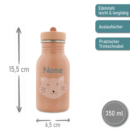 Rucksack + Trinkflasche im Set von Trixie mit Name personalisiert Motiv Katze