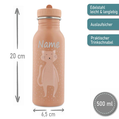 Rucksack + Trinkflasche im Set von Trixie mit Name personalisiert Motiv Katze
