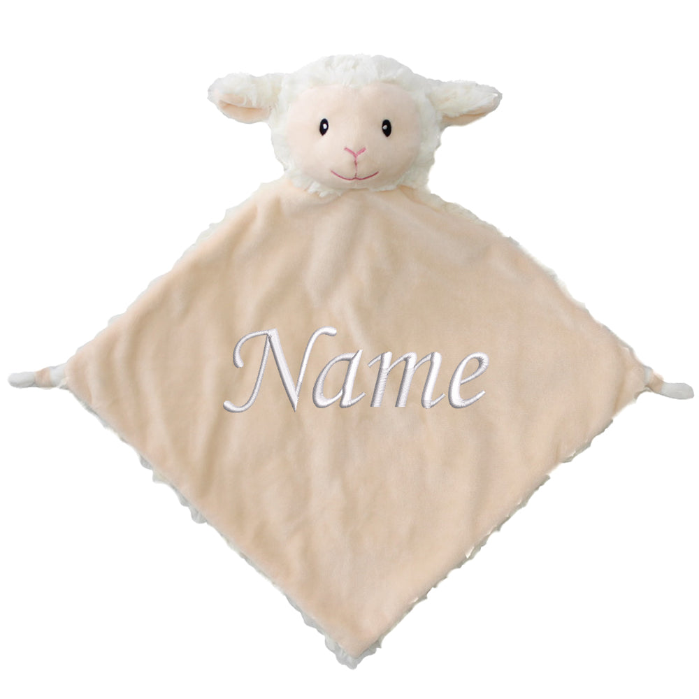 Personalisiertes Schnuffeltuch weiches Kuscheltuch mit Name Bestickt Schnuffeltier Schlafhilfe Tröster Geschenk zur Geburt Schäfchen