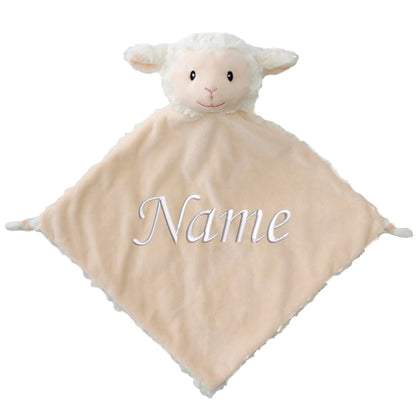 Personalisiertes Schnuffeltuch weiches Kuscheltuch mit Name Bestickt Schnuffeltier Schlafhilfe Tröster Geschenk zur Geburt Schäfchen
