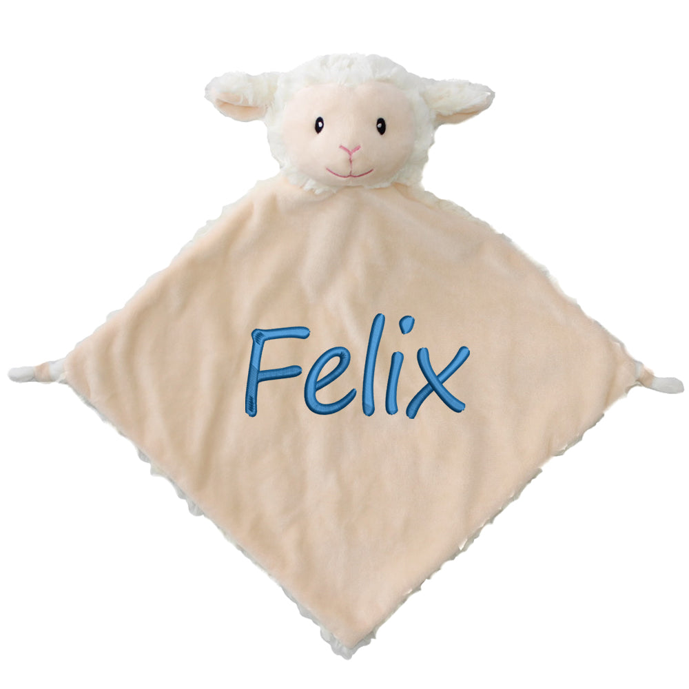 Personalisiertes Schnuffeltuch weiches Kuscheltuch mit Name Bestickt Schnuffeltier Schlafhilfe Tröster Geschenk zur Geburt Schäfchen