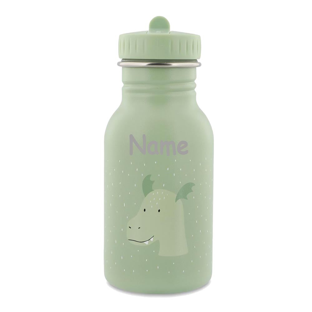 Edelstahl Trinkflasche für Kinder mit Namen graviert von Trixie ultraleicht auslaufsicher Trinkschnabel für Kinder ab 3 Jahren Drache