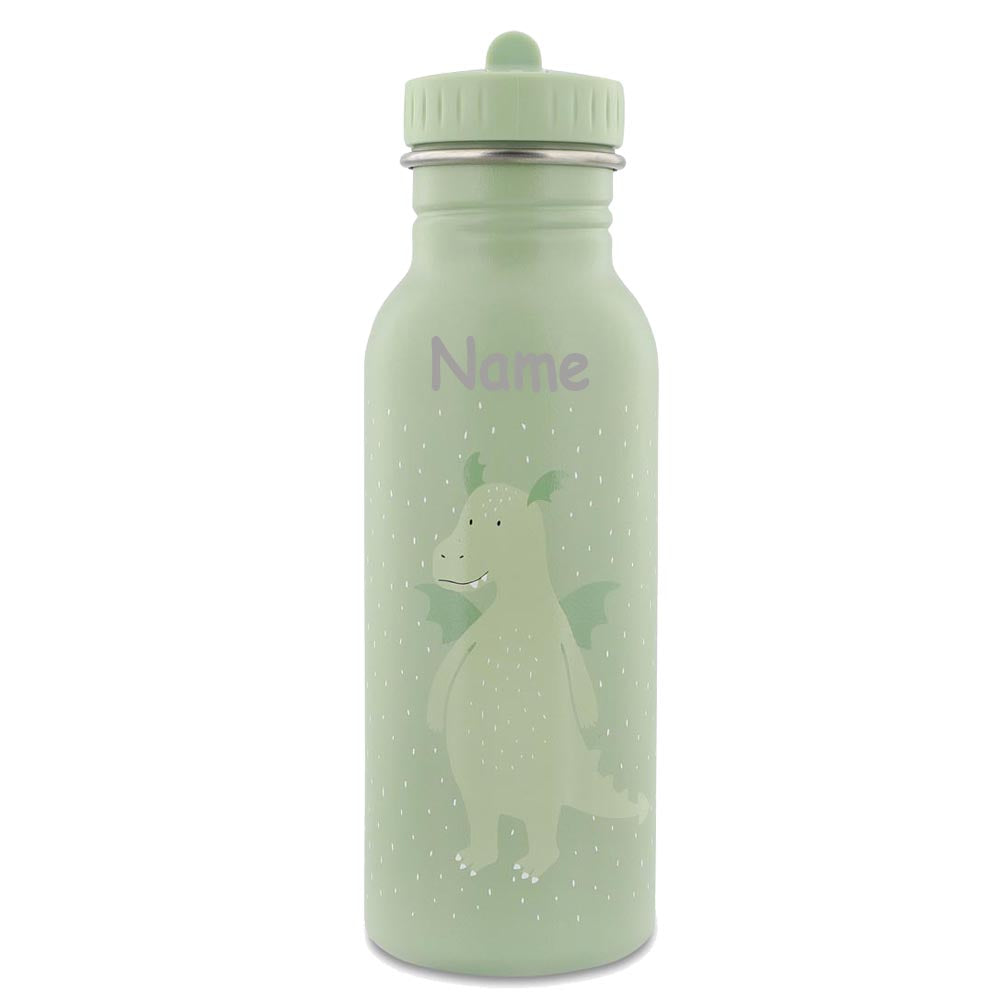 Edelstahl Trinkflasche für Kinder mit Namen graviert von Trixie ultraleicht auslaufsicher Trinkschnabel für Kinder ab 3 Jahren Drache
