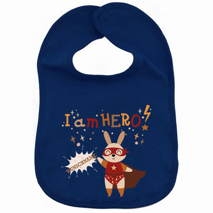 Personalisiertes Lätzchen aus 100% Baumwolle Babylätzchen doppellagiger weicher Stoff 38cm lang Motiv Hero Hase