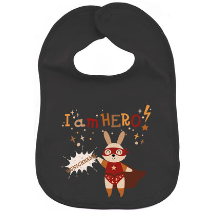 Personalisiertes Lätzchen aus 100% Baumwolle Babylätzchen doppellagiger weicher Stoff 38cm lang Motiv Hero Hase