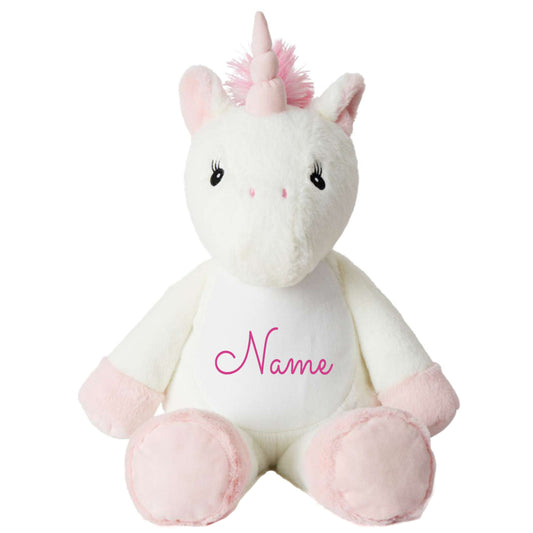 Stofftier Einhorn mit Name personalisiert Kuscheltier für Kinder Flauschiges Plüschtier 40cm Motiv Name