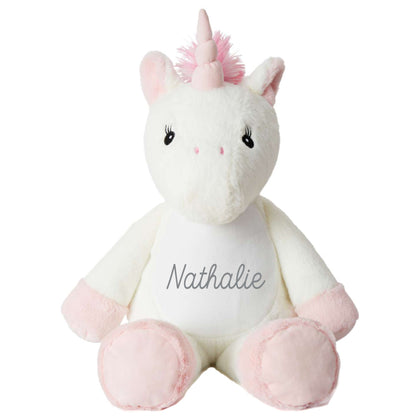 Stofftier Einhorn mit Name personalisiert Kuscheltier für Kinder Flauschiges Plüschtier 40cm Motiv Name