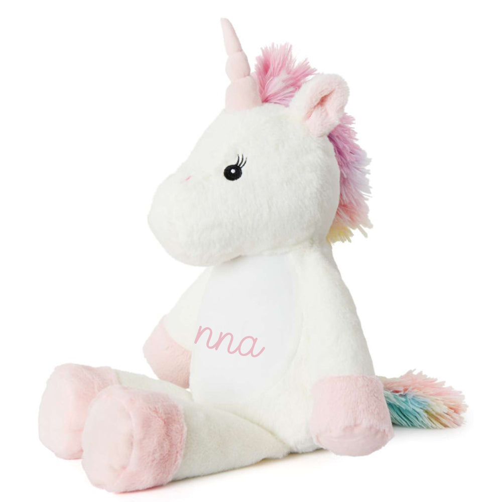Stofftier Einhorn mit Name personalisiert Kuscheltier für Kinder Flauschiges Plüschtier 40cm Motiv Name