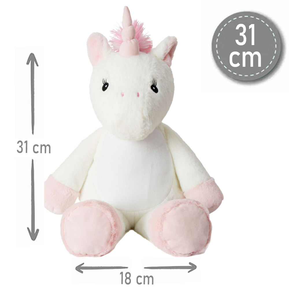 Stofftier Einhorn mit Name personalisiert Kuscheltier für Kinder Flauschiges Plüschtier 40cm Motiv Geburt