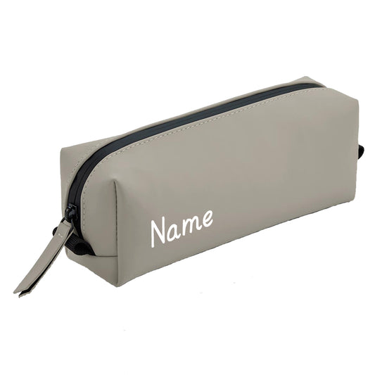 Personalisierte Federmappe mit Name Bedruckt - Stifte Etui für Schule - Geschenk zur Einschulung grau