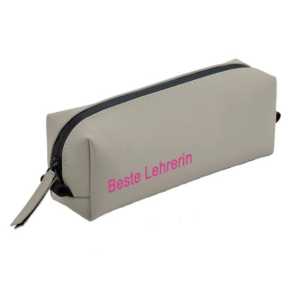 Personalisierte Federmappe mit Name Bedruckt - Stifte Etui für Schule - Geschenk zur Einschulung grau