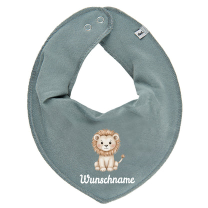 Personalisiertes HALSTUCH für Baby oder Kind aus Baumwolle in Einheitsgröße mit Motiv Dschungeltiere und Wunschname bedruckt