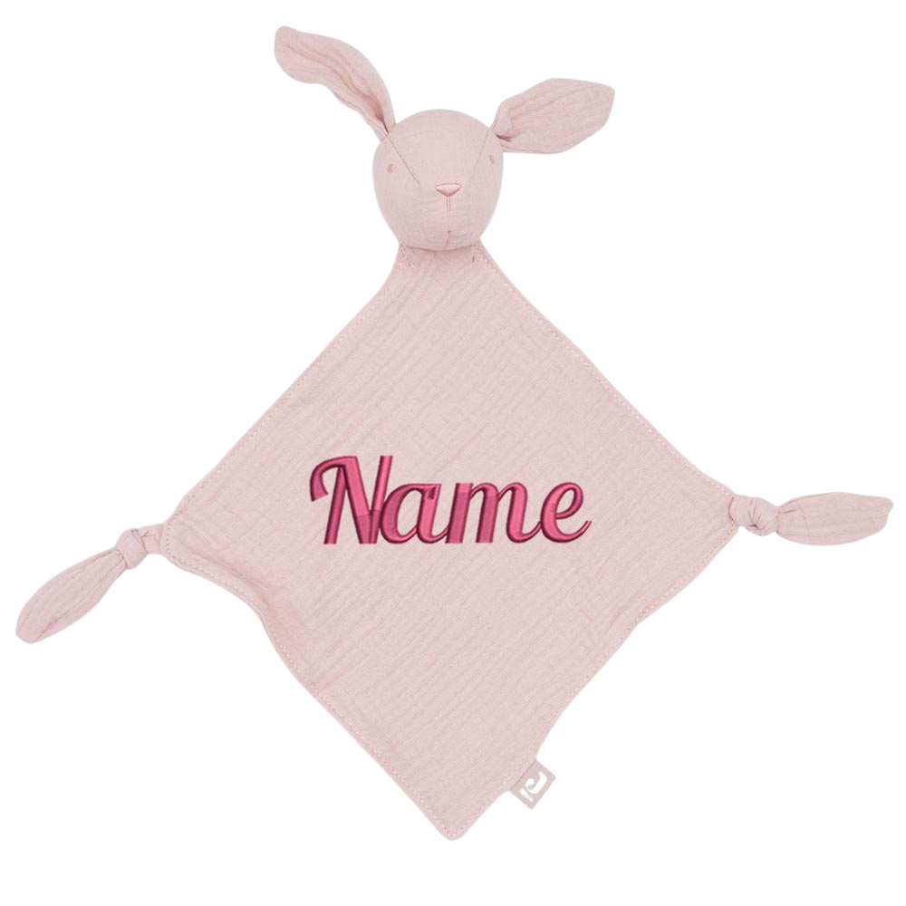 Schnuffeltuch mit Name Bestickt Kuscheltuch personalisiert Tröster Geschenk zur Geburt HASE rosa