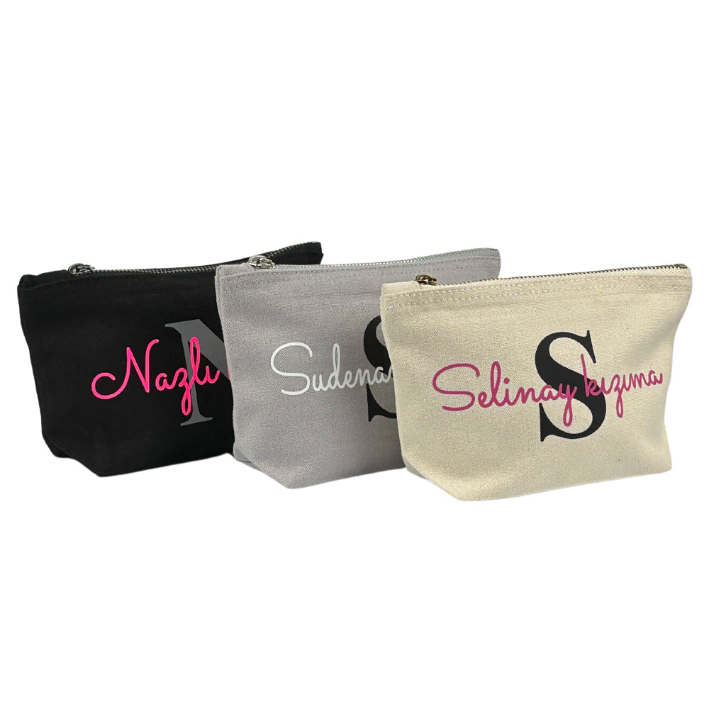 Kosmetiktasche mit Name Bedruckt personalisierte Schminktasche für Handtasche Beautybag Accessoire Tasche Navy