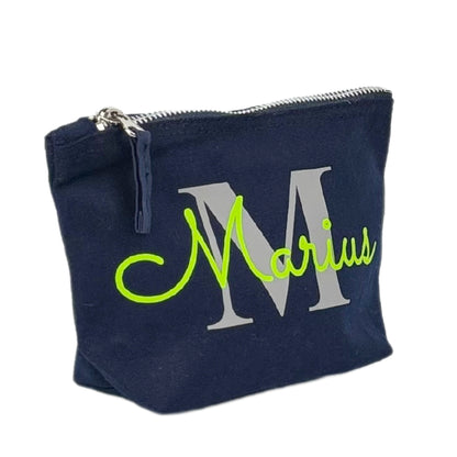 Kosmetiktasche mit Name Bedruckt personalisierte Schminktasche für Handtasche Beautybag Accessoire Tasche Navy