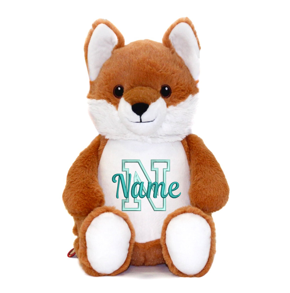 Personalisiertes Stofftier Fuchs Kuscheltier Bestickt Plüschtier zur Geburt Stickmotiv Buchstabe