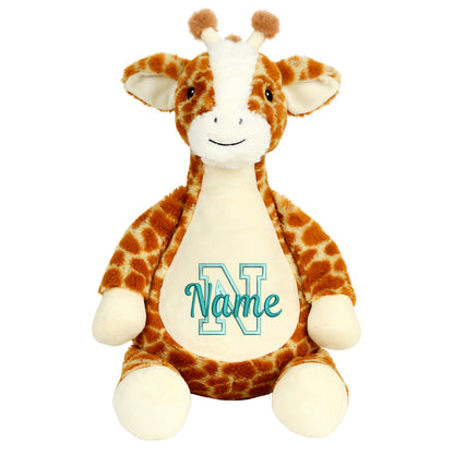 Personalisiertes Stofftier Giraffe Kuscheltier Bestickt Plüschtier zur Geburt Stickmotiv Buchstabe