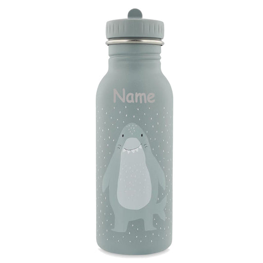 Edelstahl Trinkflasche für Kinder mit Namen graviert von Trixie ultraleicht auslaufsicher Trinkschnabel für Kinder ab 3 Jahren Hai