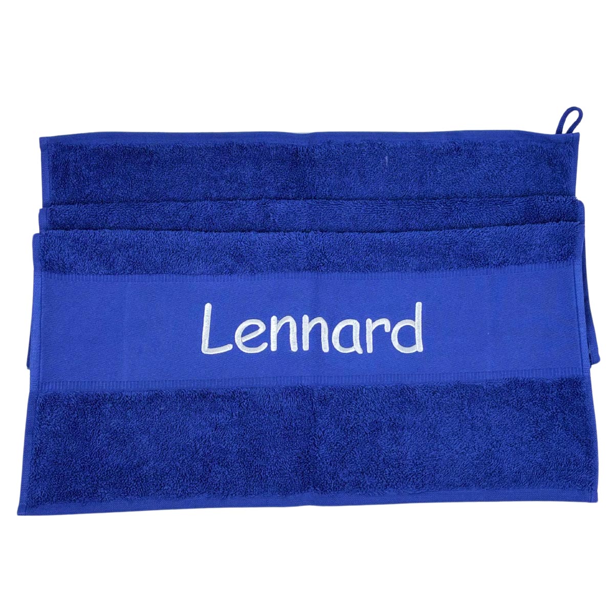 Handtuch Badetuch Badehandtuch aus 100% Baumwolle mit Namen personalisiert Bestickt Blau