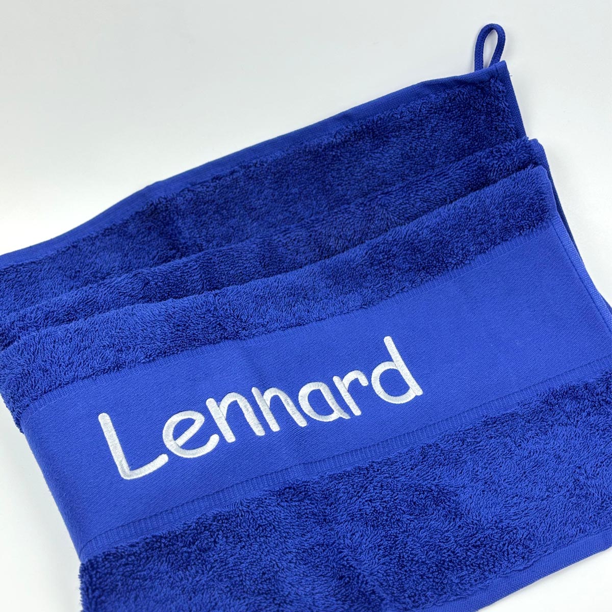 Handtuch Badetuch Badehandtuch aus 100% Baumwolle mit Namen personalisiert Bestickt Blau