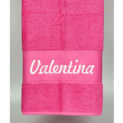 Handtuch Badetuch Badehandtuch aus 100% Baumwolle mit Namen personalisiert Bestickt Pink