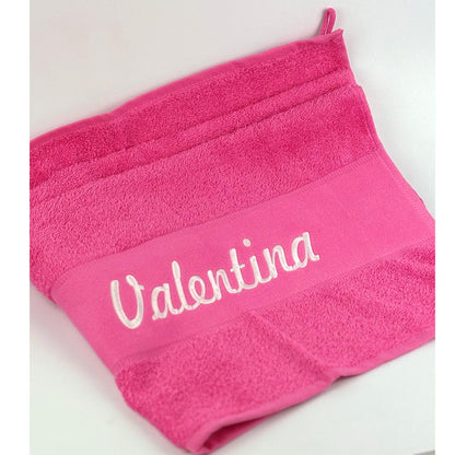 Handtuch Badetuch Badehandtuch aus 100% Baumwolle mit Namen personalisiert Bestickt Pink