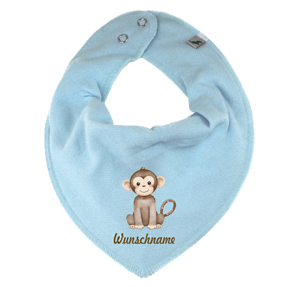 Personalisiertes HALSTUCH für Baby oder Kind aus Baumwolle in Einheitsgröße mit Motiv Dschungeltiere und Wunschname bedruckt