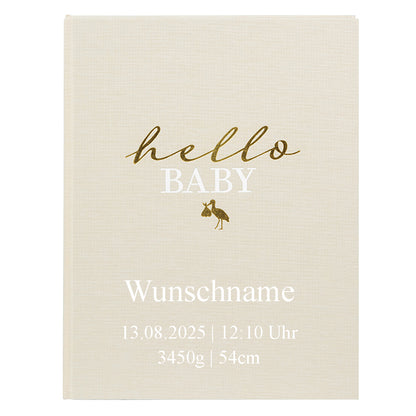 Babyalbum Mein Erstes Jahr personalisiert mit Name Babytagebuch 44 Seiten Hardcover Leineneinband beige