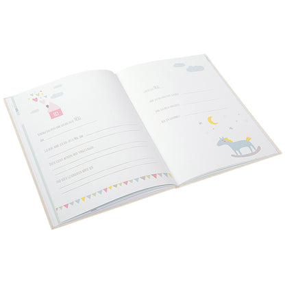 Babyalbum Mein Erstes Jahr personalisiert mit Name Babytagebuch 44 Seiten Hardcover Leineneinband beige
