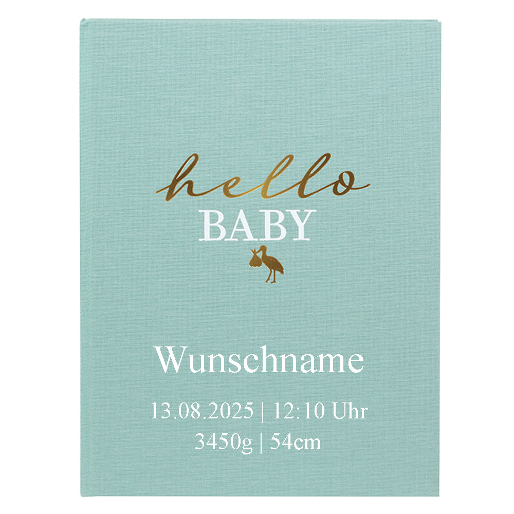 Babyalbum Mein Erstes Jahr personalisiert mit Name Babytagebuch 44 Seiten Hardcover Leineneinband mint