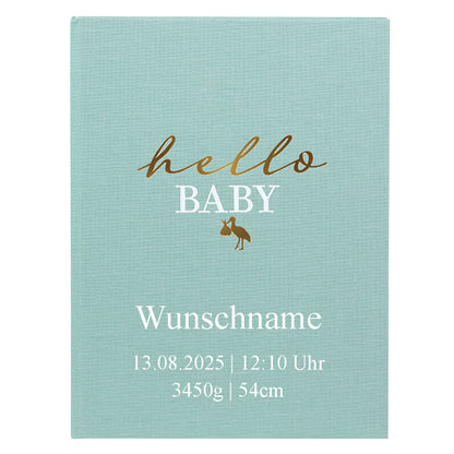 Babyalbum Mein Erstes Jahr personalisiert mit Name Babytagebuch 44 Seiten Hardcover Leineneinband mint