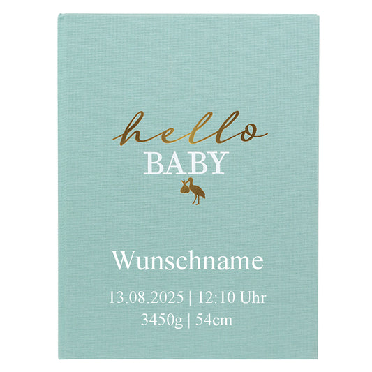 Babyalbum Mein Erstes Jahr personalisiert mit Name Babytagebuch 44 Seiten Hardcover Leineneinband mint