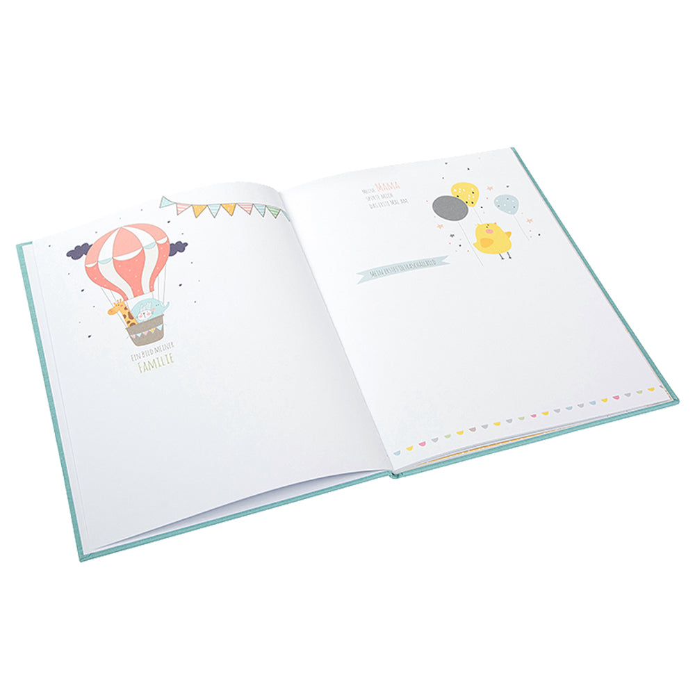 Babyalbum Mein Erstes Jahr personalisiert mit Name Babytagebuch 44 Seiten Hardcover Leineneinband mint