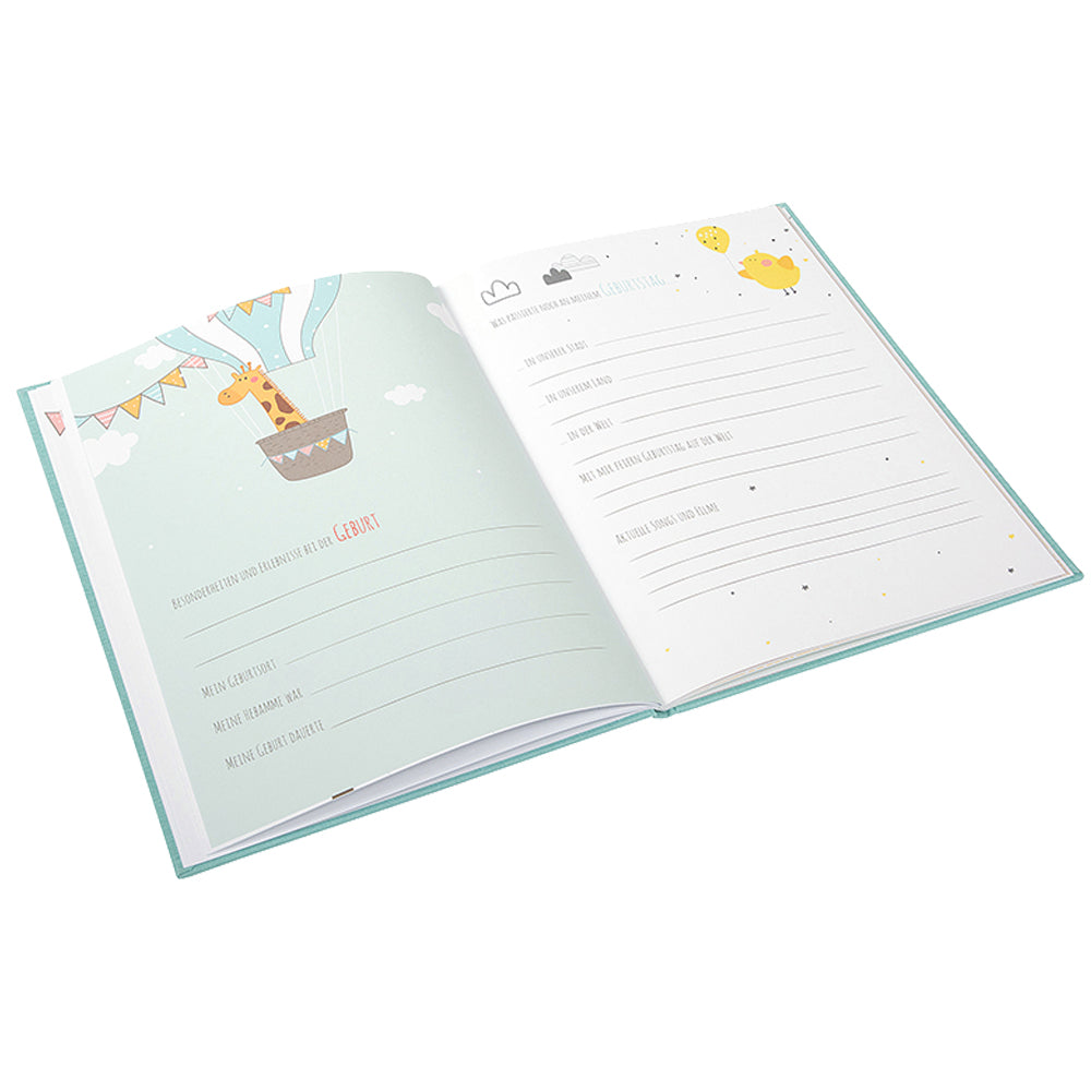 Babyalbum Mein Erstes Jahr personalisiert mit Name Babytagebuch 44 Seiten Hardcover Leineneinband mint