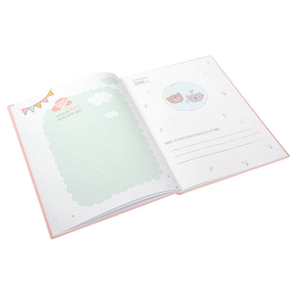 Babyalbum Mein Erstes Jahr personalisiert mit Name Babytagebuch 44 Seiten Hardcover Leineneinband rosa