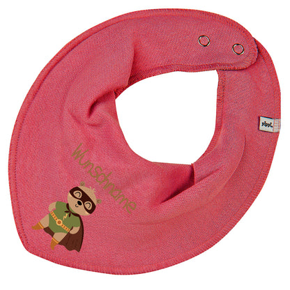 Personalisiertes HALSTUCH für Baby oder Kind aus Baumwolle in Einheitsgröße mit Motiv Superheld Bär und Wunschname bedruckt