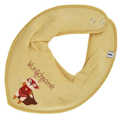 Personalisiertes HALSTUCH für Baby oder Kind aus Baumwolle in Einheitsgröße mit Motiv Superheld Hase und Wunschname bedruckt